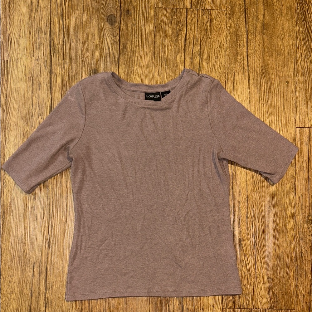 Rachel Zoe Ribbed Knit Top in Taupe